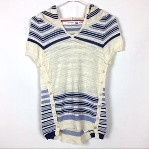Anthropologie Sparrow Short Sleeve Hoodie Cream